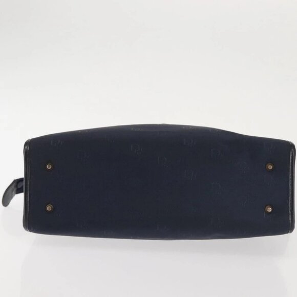 Christian Dior Honeycomb Canvas Hand Bag Navy Gold Auth BA6027 - Picture 5 of 16